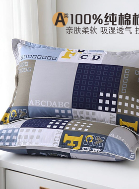 纯棉枕头套一对装48x74cm成人大号枕芯套小号全棉枕套单个40x60cm