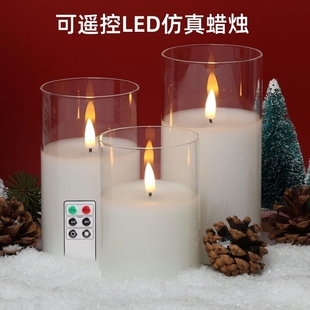 电子蜡烛仿真摇摆火焰浪漫蜡烛灯充电电池遥控套装 玻璃LED蜡烛