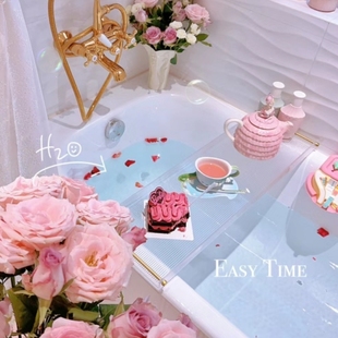 浴缸置物架ins亚克力透明波纹梦幻高级轻奢网红氛围感泡澡浴缸架