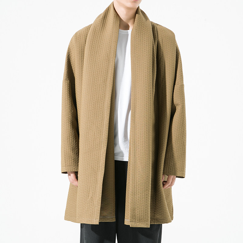 2023秋冬新款风加厚夹棉提花无扣开衫外套汉服风衣D802P135,男装风衣,星座312B-2