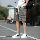 2023男韩版潮流日系五分裤男青年运动几何提花短裤休闲裤D846P45，男装休闲裤，星座312B-2