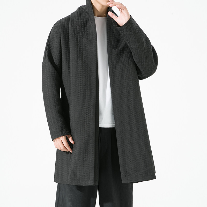 2023秋冬新款风加厚夹棉提花无扣开衫外套汉服风衣D802P135,男装风衣,星座312B-2