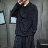 2025春季破洞做旧暗黑风堆堆领风长袖T恤D945P65，男装民族服装，星座312B-2