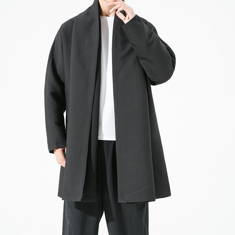 2023秋冬新款风加厚夹棉提花无扣开衫外套汉服风衣D802P135图片