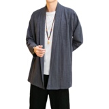 秋季男开衫外套宽松风立体暗纹汉服亚麻长袖披风秋衣D610P75，男装风衣，星座312B-2