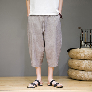 2023夏季男士杂色七分裤宽松棉麻风休闲裤D829P60,男装休闲裤,星座312B-2