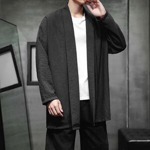 春季外套男士中长款风衣汉服披风风禅服开衫宽松道袍D948P70图片