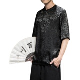 2023夏季新款圆领男款防龙纹提花T恤D651P45，男装T恤，星座312B-2