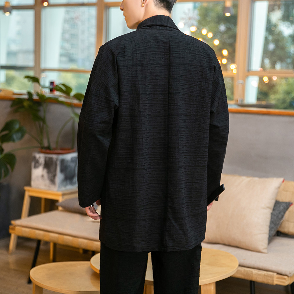 秋季男开衫外套宽松风立体暗纹汉服亚麻长袖披风秋衣D610P75,男装针织衫/毛衣,星座312B-2