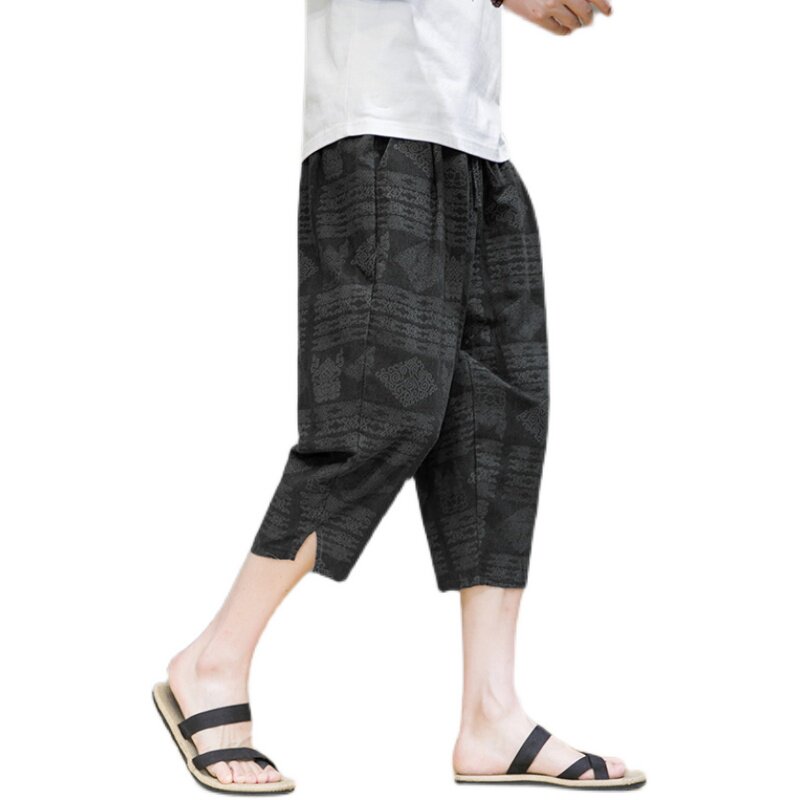 2023夏季新款男款棉麻提花七分裤D721P60,男装休闲裤,星座312B-2