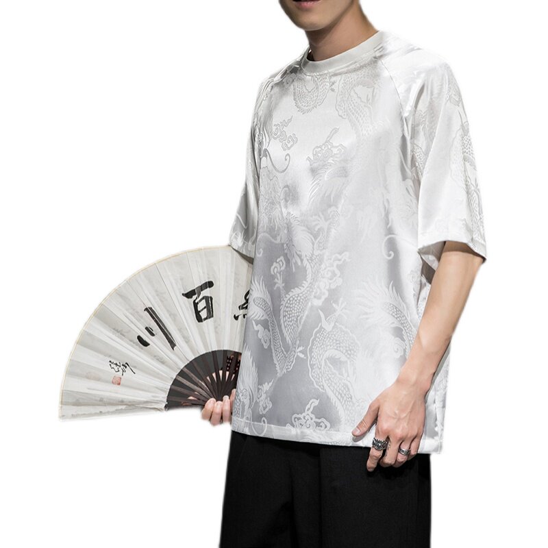 2023夏季新款圆领男款防龙纹提花T恤D651P45,男装T恤,星座312B-2