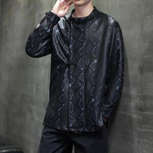 2025春季新中式新品男款蛇纹装盘扣外套D947P85图片