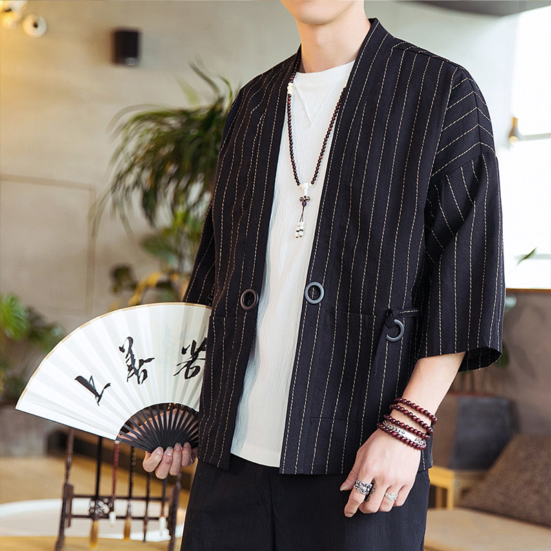 21春季新款风条纹七分袖男士开衫D554P60,男装夹克,星座312B-2