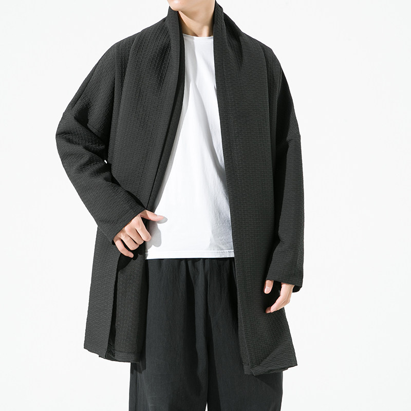 2023秋冬新款风加厚夹棉提花无扣开衫外套汉服风衣D802P135,男装风衣,星座312B-2