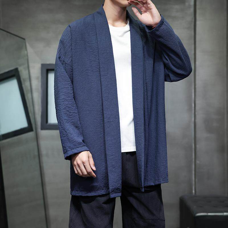 春季外套男士中长款风衣汉服披风风禅服开衫宽松道袍D948P70,男装民族服装,星座312B-2