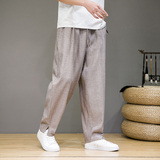 2023春夏男士麻色长裤宽松棉麻风休闲裤D833P65，男装休闲裤，星座312B-2