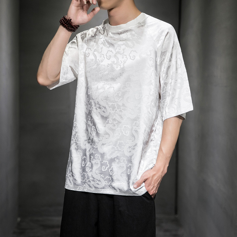 2023夏季新款圆领男款防龙纹提花T恤D651P45,男装T恤,星座312B-2