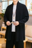 秋季风开衫低调立体细纹亚麻长袖开衫披风男外套春衣D609P90，男装针织衫/毛衣，星座312B-2