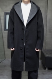 2025冬季新款风连帽中长款呢大衣男士拼色外套D907P155，男装毛呢大衣，星座312B-2