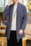 秋季风开衫低调立体细纹亚麻长袖开衫披风男外套春衣D609P90，男装风衣，星座312B-2
