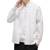 2023新款棉麻提花打底衫风盘扣长袖衬衫D791P60，男装民族服装，星座312B-2