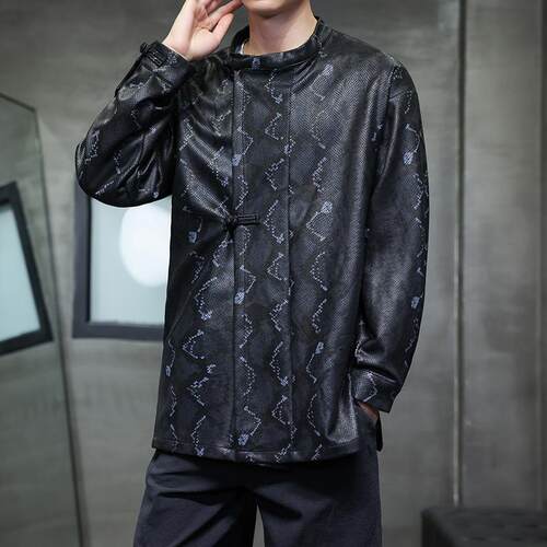 2025春季新中式新品男款蛇纹装盘扣外套D947P85