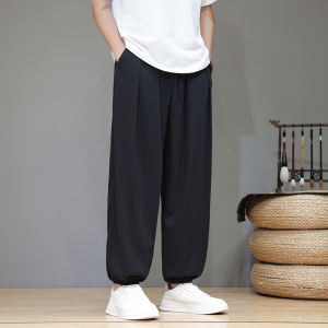 风裤子男春夏款休闲百搭束脚阔腿裤加肥加大码哈伦裤D922P70图片