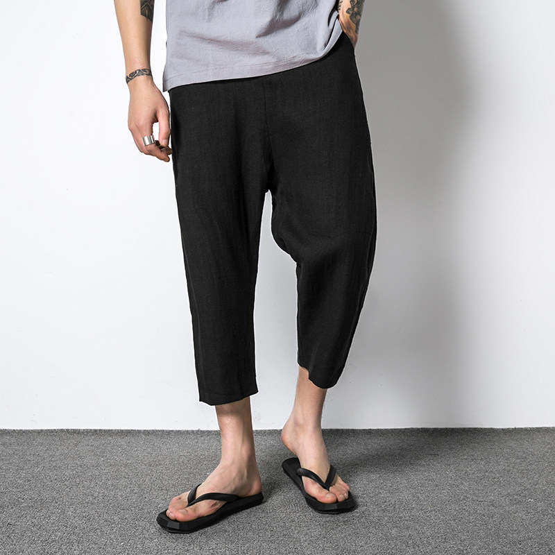 2020素面新夏季舒适立体剪裁八分麻裤男装男款舒适麻裤D309P50,男装休闲裤,星座312B-2