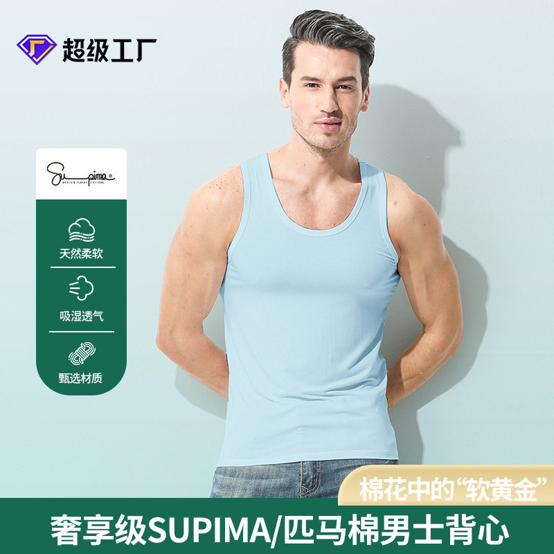 夏季薄款男士匹马棉弹力纯棉背心健身运动薄款打底可外出无袖t恤