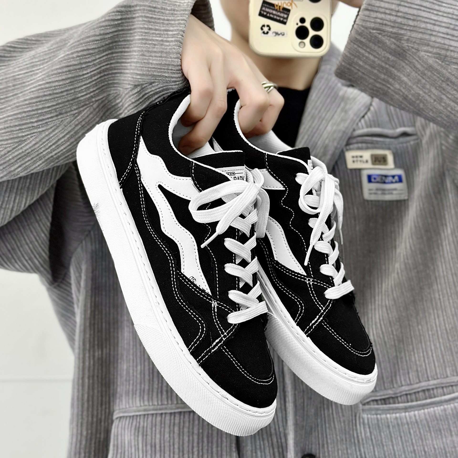 新款男鞋学生休闲鞋帆布鞋原宿韩版潮流ins板鞋大码平底帆布鞋子,流行男鞋,休闲板鞋,淘宝优惠券,粉丝福利购,淘宝优惠卷