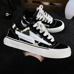 万斯巴男鞋子潮2026春季帆布鞋韩版百搭运动滑板鞋ins港风休闲鞋