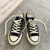 原宿ulzzang百搭平底街拍板鞋 低帮ins潮1970s帆布鞋 男女学生韩版