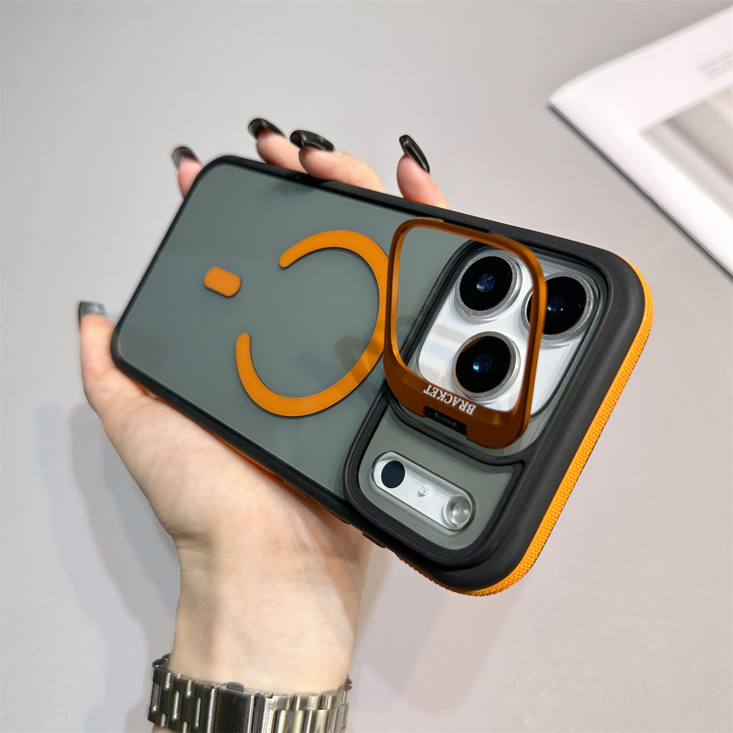 透明撞色磁吸镜头框支架适用苹果17promax手机壳Air防滑iPhone16plus彩色边框15pro高级14pm新品13防摔12外壳
