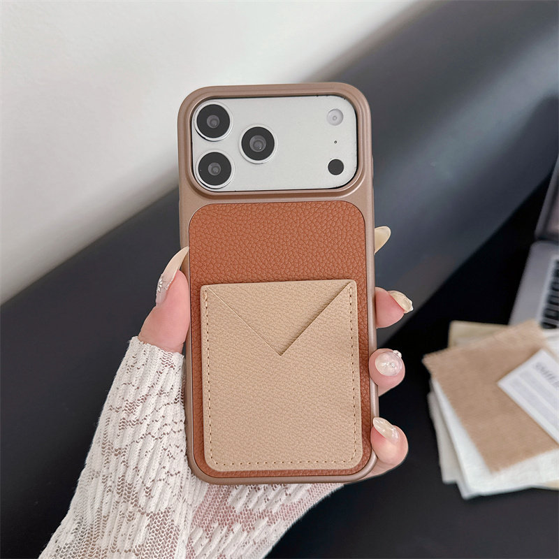 2026新款V型荔枝纹卡包适用苹果17promax手机壳插卡iPhone16pro带卡套一体15pm卡槽14可放卡ip13高级12女外壳图片