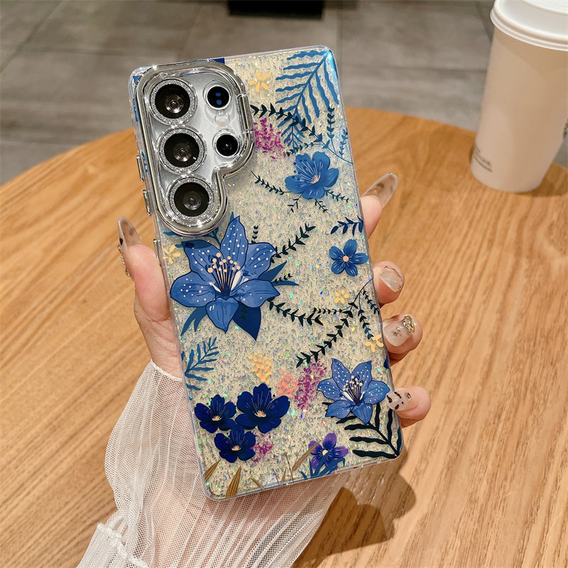高级花朵带镜头盖支架适用三星s26ultra手机壳s25+plus带镜头膜s24十透明23uitra全包s26u防摔s25u超好看外壳