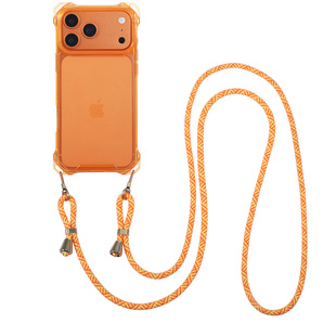 高级橙色带挂孔适用苹果17promax手机壳斜挎挂绳iPhone16plus肩带14透明13四孔可背i15挂脖12背式Air斜挂防摔