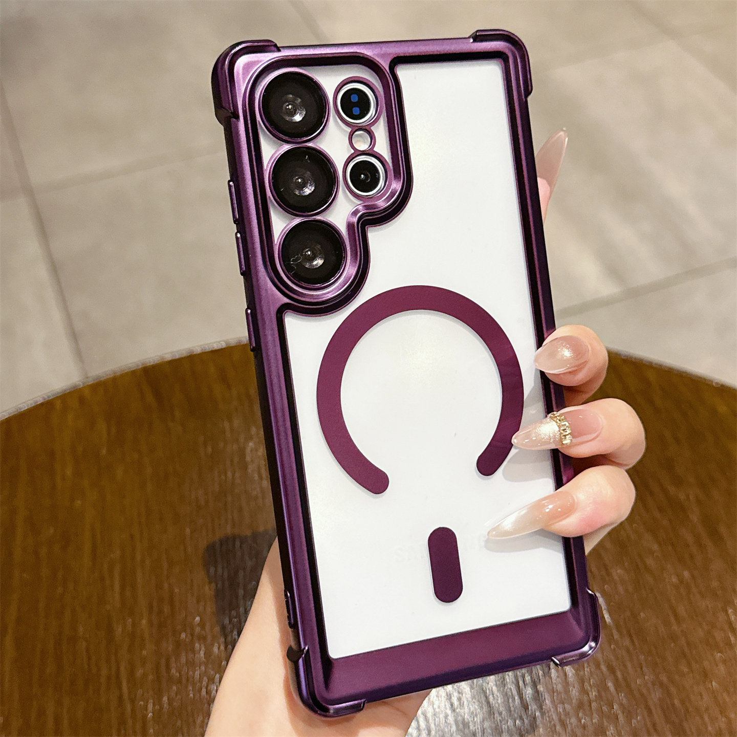 新款磨砂气囊防摔适用三星s26ultra手机壳带镜头膜s25+磁吸充电s24fe全包23utral简约plus高级透明防指纹外壳