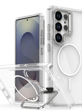 镜头支架一体适用三星s25ultra手机壳透明edge磁吸充电s24+plus高级s23uitra全包软边22u1tra防摔glaxy保护套