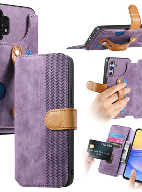 适用三星Galaxy A55手机壳A16复古A54外壳71全包防摔A36/15保护套A05S翻盖A52/73插卡A13简约A70/32/35/06/51