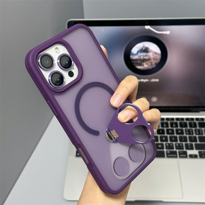 拉环可旋转支架适用苹果16pro手机壳磁吸iPhone15promax创意支撑14plus肤感磨砂13全包防摔12折叠指环扣ip16e