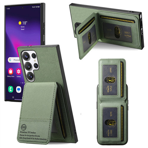 带卡包支架适用三星S25ultra手机壳新款s24FE可插卡S23+plus可放卡S22uitra防磁A56商务A36收纳A35卡夹14防摔