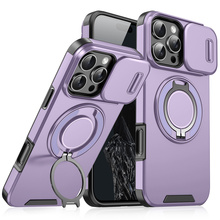 高级滑盖镜头适用苹果16promax手机壳支架一体iPhone15plus摄像头推拉窗14全包13旋转指环12新款11防摔pm男女