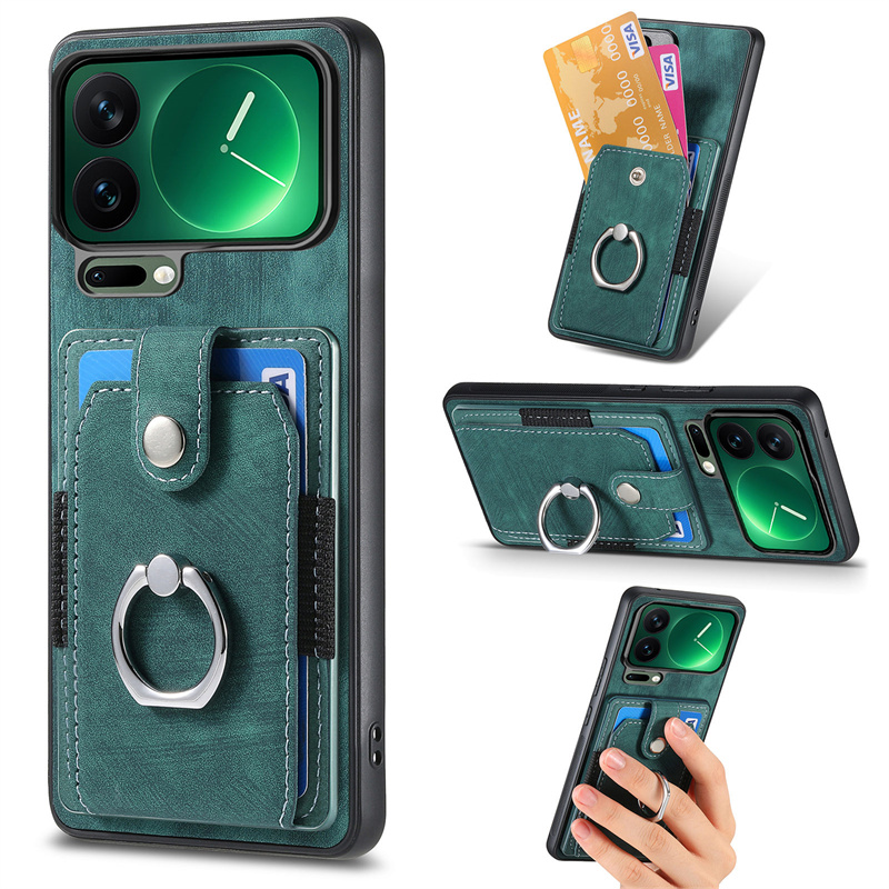 卡包指环扣适用小米17promax手机壳带卡槽17por新款卡套xiaomi15T插卡note12放卡片K50PRO钱包K60支架+壳全包