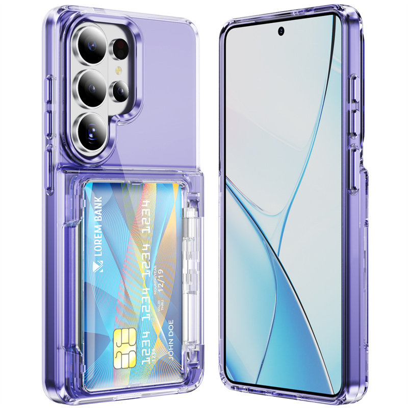 紫色透明卡包支架适用三星S26ultra手机壳新款带卡套galaxys26+plus插卡装卡s26uitra放卡片防摔高级十保护套