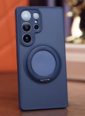 带360度旋转折叠支架适用三星s25ultra手机壳磨砂s24fe磁吸23+plus指环扣edge加全包glaxysa36a35a25a16外壳