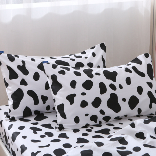 豹纹 加厚斜纹棉布成人单人枕头套个性 黑白斑点狗纯棉枕套一对 包邮