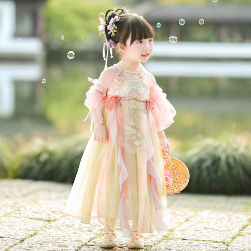 汉服女童2026夏季薄款儿童古风仙气飘逸连衣裙女孩国风绝美公主裙