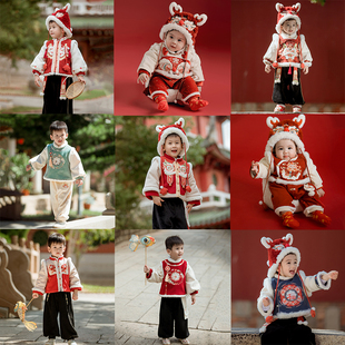 【男童汉服冬款断码清仓】小男孩过年红色喜庆儿童拜年服国风唐装