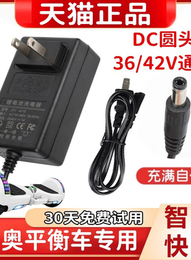 适用领奥平衡车充电器42V儿童双轮车36V通用DC圆头快充电源线左拉