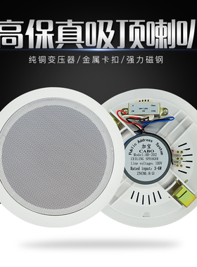 CABO定压公共广播吸顶喇叭功放套装超市餐厅商场天花吊顶音响